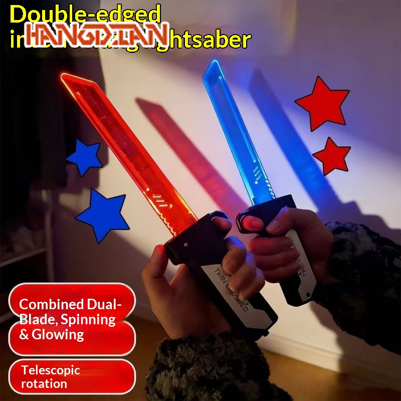 HANGDIAN Dual-Blade Light Sword Toy with Extendable and Rotating Features for Kids ราคา 89 บาท*ส่งฟรี