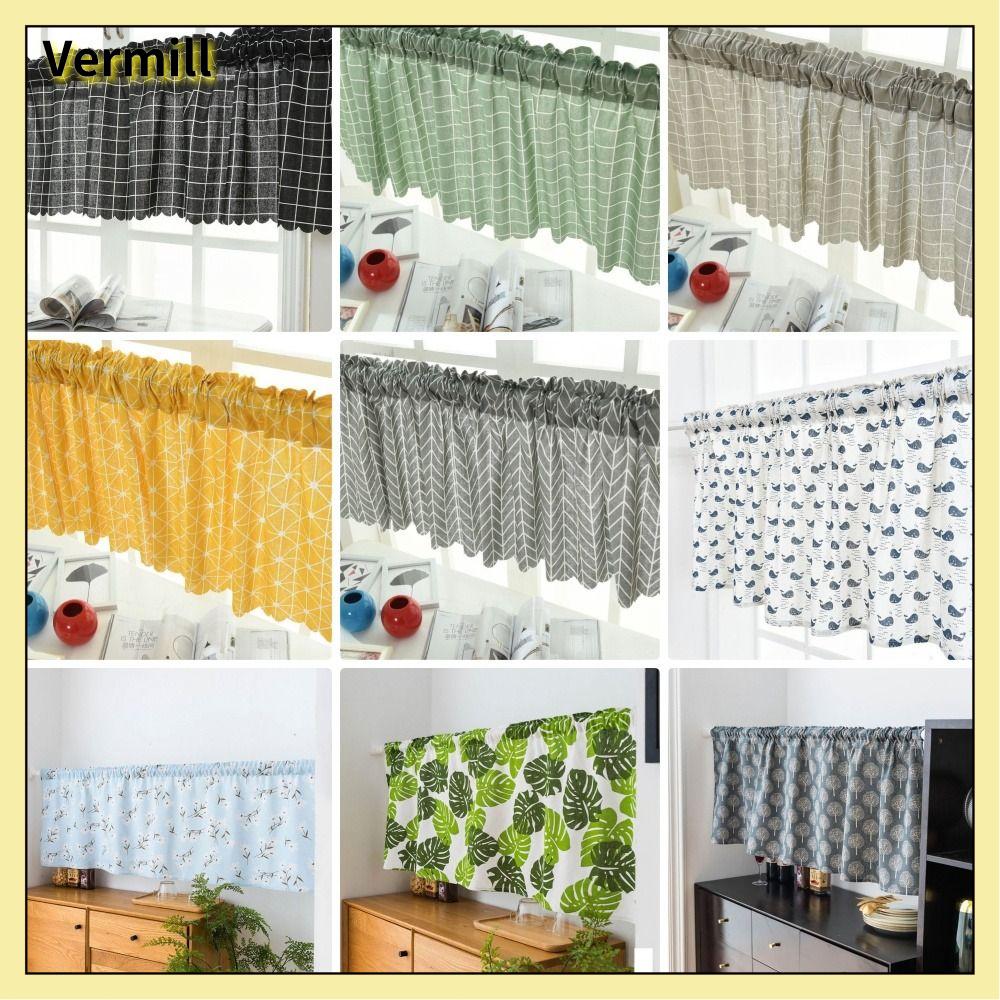 VERMILL 1Pcs Polyester Rèm cà phê ngắn 150x45cm Vải dệt hoa Rèm cửa sổ Bền Viền diềm Dành cho phòng ngủ cửa tủ