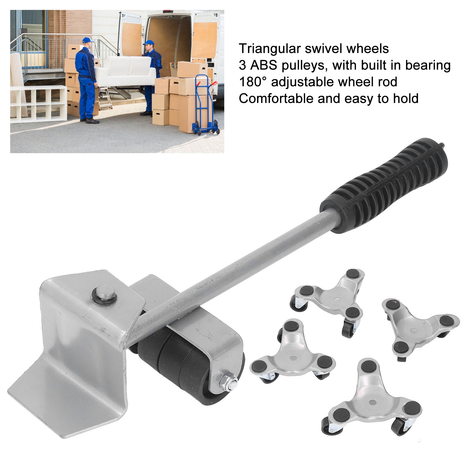 Tam giác di chuyển bánh xe tải lớn được xây dựng trong mang ABS bánh đồ nội thất mover Dolly thiết lập với 180 độ thanh điều chỉnh để thực hiện vật nặng