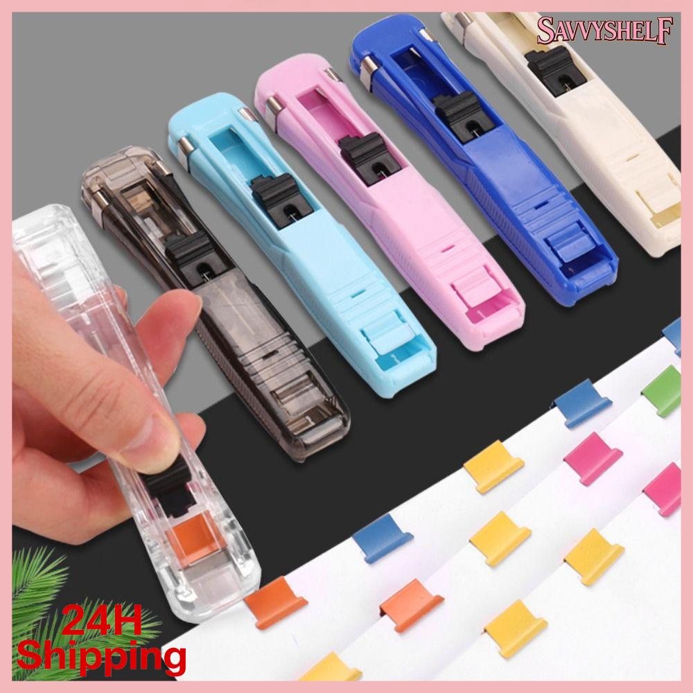 SAVVYSHELF loại Dụng cụ đẩy kẹp Đẩy tay Không để lại dấu vết Máy dập ghim tài liệu Đơn giản Tái sử dụng Kẹp đẩy tay Quà Tặng sinh viên