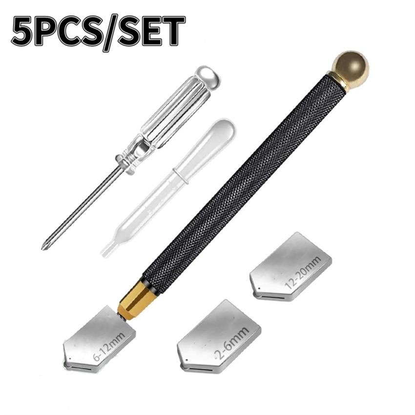 5 chiếc Thiết bị cắt thủy tinh kim cương cho dụng cụ thủ công cắt ngói kính Kính 2-20mm, bộ cắt kính tự làm công cụ Cắt Gạch gốm