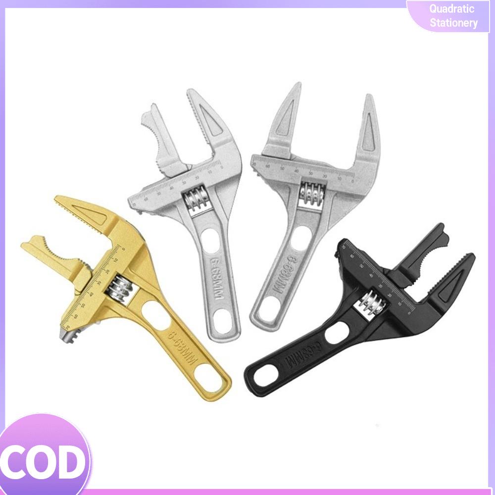 Large-Opening Plumber Wrench – 8-68mm Adjustable, Aluminum Alloy & 2CR13 Steel, Short Handle, Non-Slip Grip, For Bathroom Pipes & Tubes (Gold)
