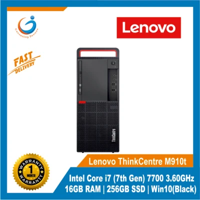 Lenovo ThinkCentre M910t / Intel Core i7 (7th Gen) 7700 3.60GHz / 16GB RAM / 256GB SSD / Win10