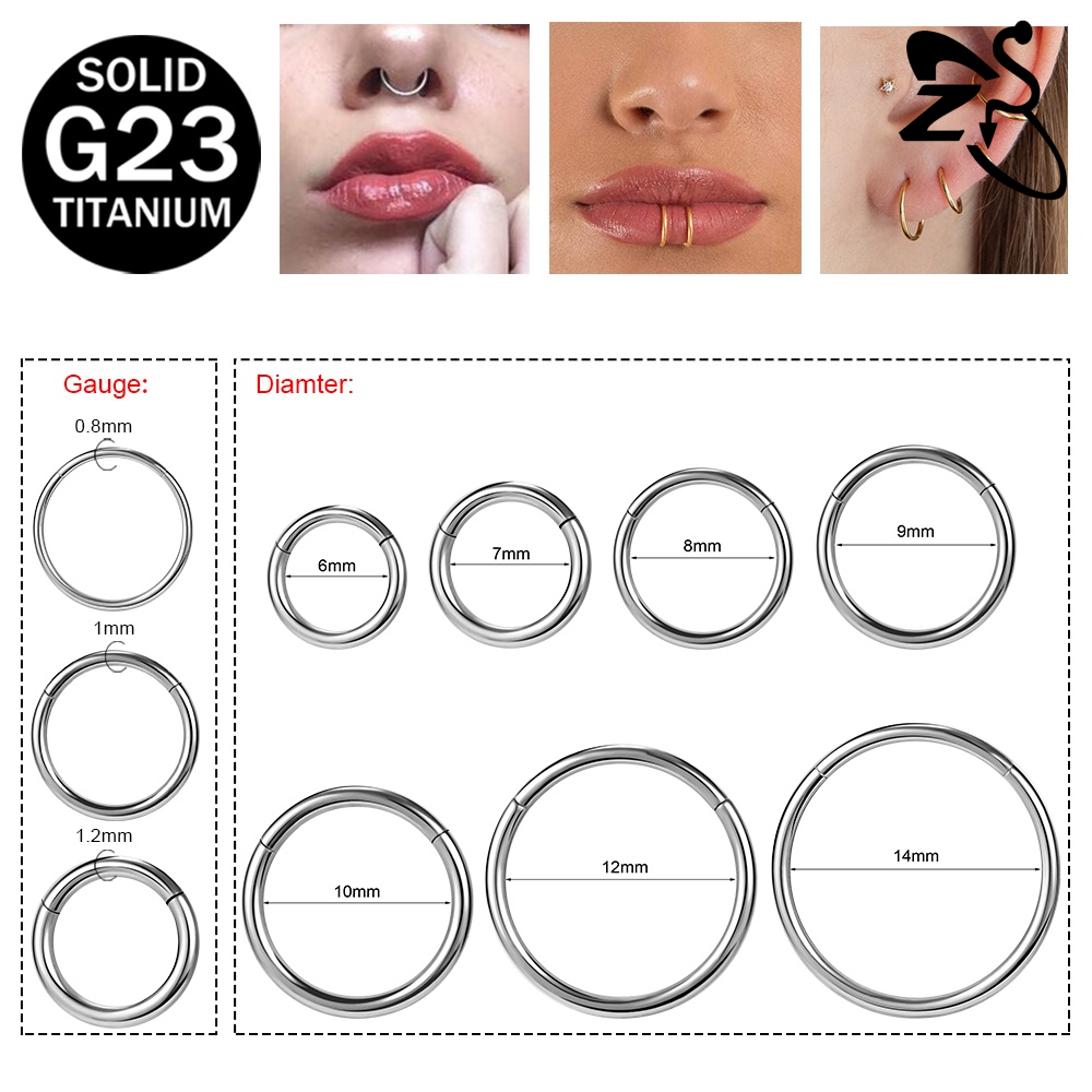  1 PC G23 thép Titan Vòng mũi Vòng bạc vách ngăn Clicker vành tai sụn labret xuyên Tai Vành Tai sụn daith đồ trang sức khuyên xỏ 