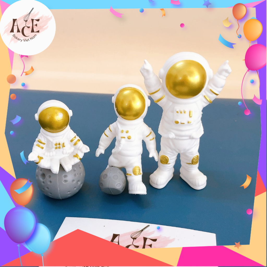 SP10028 Set 3 tượng phi hành gia vũ trụ trang trí bánh kem, bánh sinh nhật