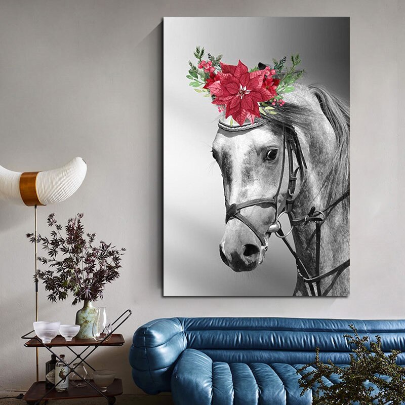Áp phích Bắc Âu ngựa với hoa tranh vải bố trừu tượng động vật nghệ thuật tường trang trí hình ảnh cho phòng khách hiện đại trang trí nội thất 1pcs bên trong đóng khung hoặc không có khung
(Tùy chỉnh bao gồm tranh vải bố và khung)