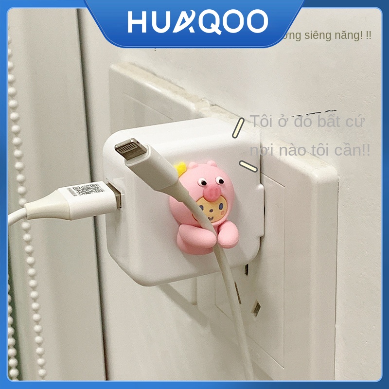 HUAQOO STORE Dây cố định quanh co trung tâm sáng tạo dễ thương lưu trữ cáp dữ liệu cố định dây tổ chức liền mạch không đục lỗ móc