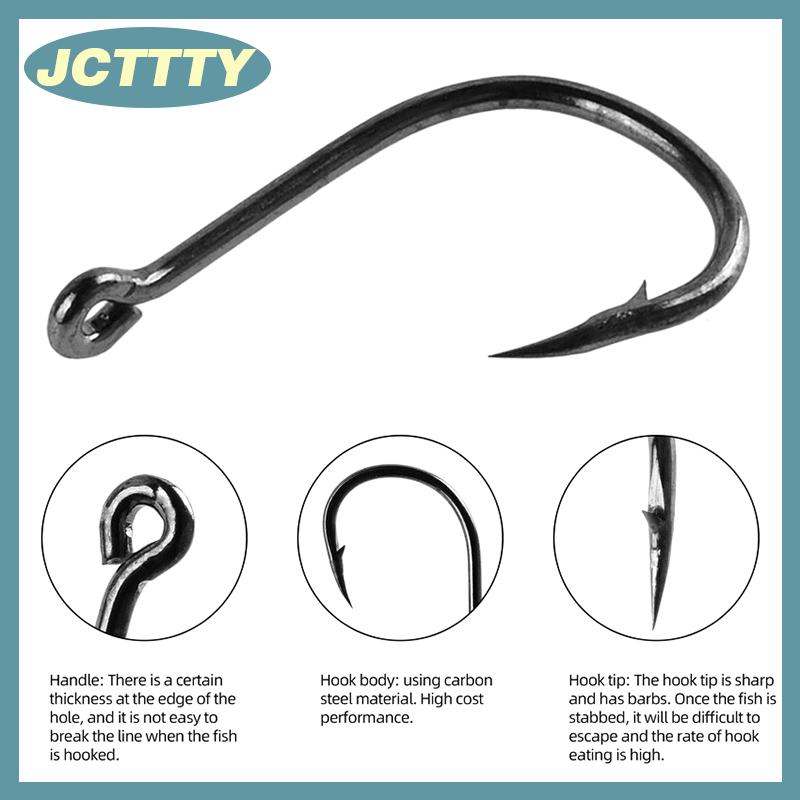 JCTTTY 100-500 cái móc câu cá đặt thép carbon cao sắc nét bền thép gai fishhook đá thiết bị câu cá thiết bị giải quyết phụ kiện