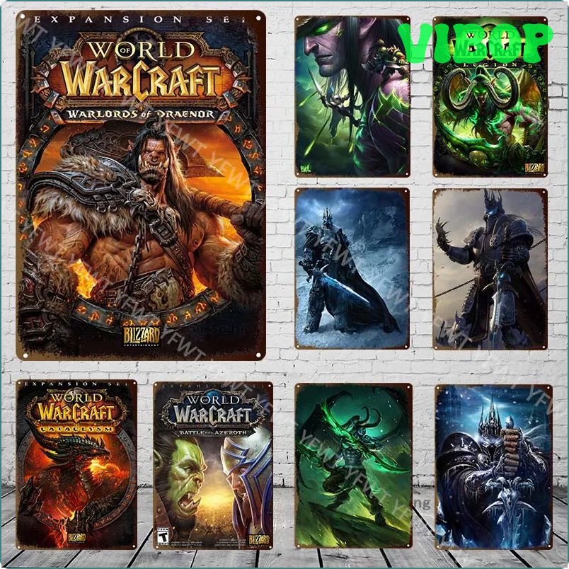 Vibop trò chơi World of Warcraft hiện đại Kim loại thiếc Áp phích bảng hiệu Tranh Tường Phòng Ngủ Studio nhà trang trí tường cuadros abepv