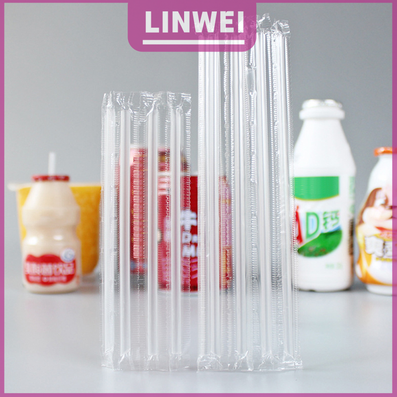LINWEI 500 chiếc ống hút nhựa Tự làm ống hút mỏng đầu nhọn trong suốt ngắn dùng một lần