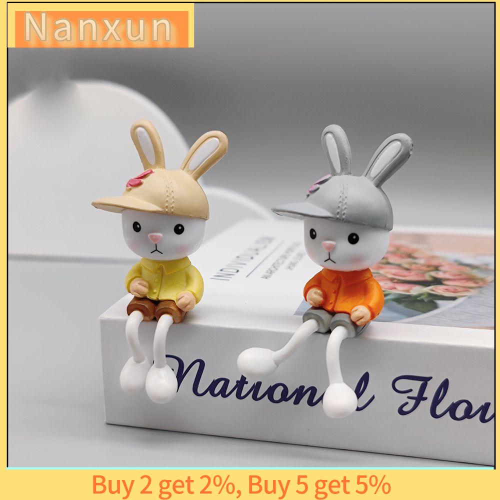 NWSJ 4PCs Trang trí nội thất Trang trí sân vườn Máy tính để bàn Tự làm Thỏ chân dài Tượng nhỏ Cảnh quan siêu nhỏ Thỏ thu nhỏ