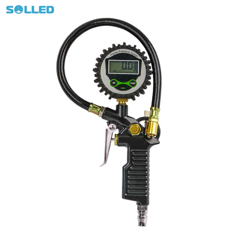 Digital Tire Inflator With Pressure Gauge Air Chuck With Rubber Hose Quick Connect Coupler Car Accessories.