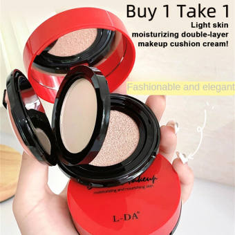 L-DA Double-layer Powder Cake Air Cushion Cream 2-in -1 Makeup-holding Powder Flawless Setting Powder