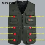 MPATHW  Áo Ghi Lê Nam Nhiều Túi Dày Dặn Ngoài Trời Áo Ghi Lê Ấm Áp Thoải Mái Chụp Ảnh Chuyên Dụng Câu Cá
