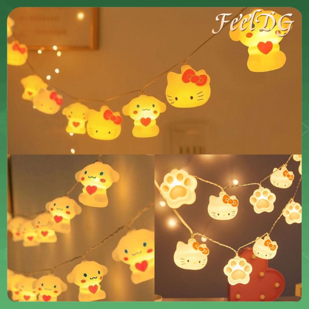 FEELDG Đèn pin Đèn Hello Kitty Phim hoạt hình Anime Hoạt động bằng pin Ánh sáng Cinnamoroll Đèn dây Mô hình phát sáng Dây đèn trang trí Trang trí phòng ngủ