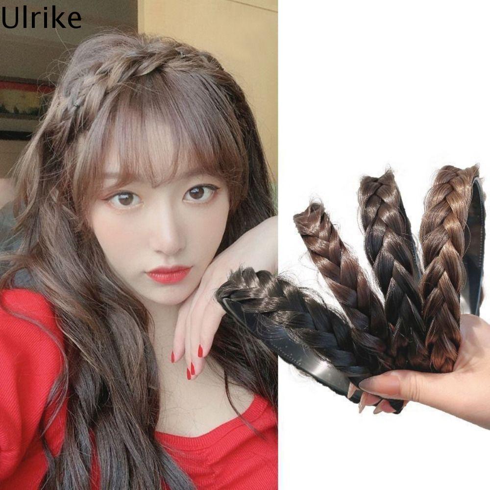 ULRIKE Vô Hình Chất lượng cao Tổng hợp Ăn mặc Thường ngày Kẹp vào Phụ nữ Tự nhiên Nối tóc Vòng tóc bện xoắn Tóc Giả Có Răng chống trượt Băng đô bện kiểu xương cá Tóc Giả chịu nhiệt