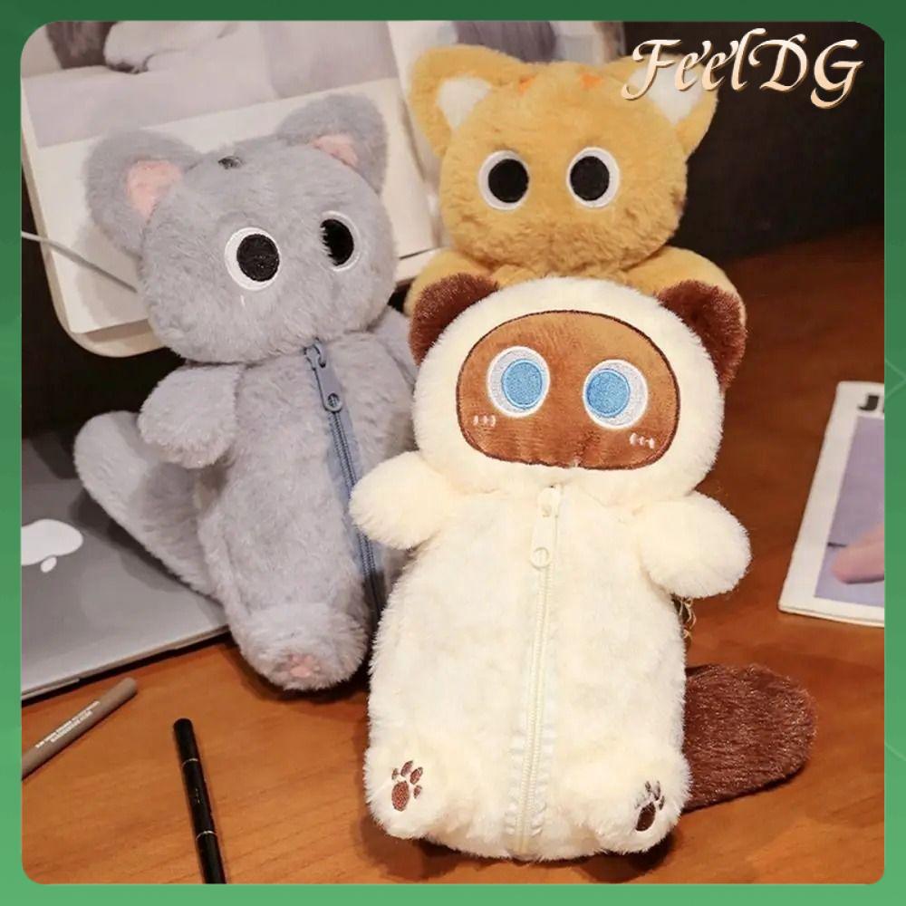 FEELDG Vải nhung lông Túi đựng bút Mèo Sức chứa lớn Hộp Bút Chì Chất lượng cao Đa chức năng Hộp bút