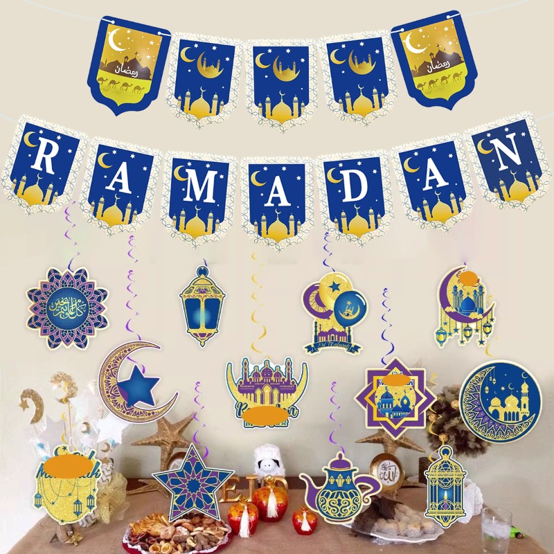 EID mubarak Biểu Ngữ Thư Ramadan Trang Trí 2026 Trăng Lâu Đài đồ treo trang trí Cho Hồi Giáo Hồi Giáo dụng cụ tiệc Nhà Decors