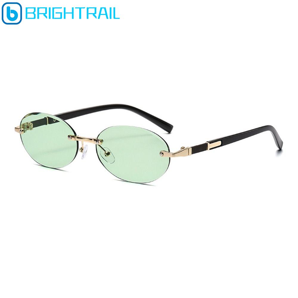 BRIGHTRAIL Cắt cạnh Kính râm khung hình bầu dục Bảo vệ UV400 Không khung Kính mắt Y2K Hoài cổ Phong cách đường phố Kính râm hip-hop Dành cho Nữ