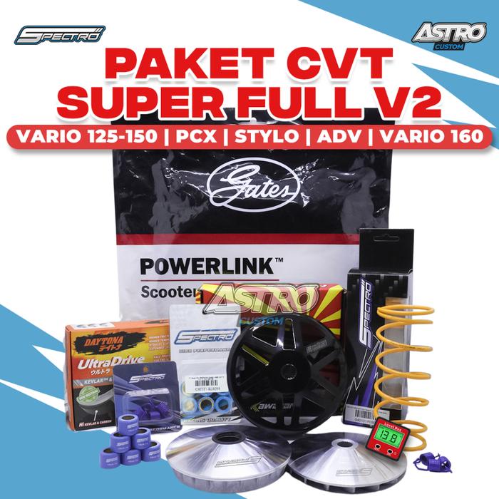 SUPER FULL UPGRADE V2 VARIO 125 150 ADV PCX STYLO 160 CVT MANGKOK KAMPAS KARBON GANDA KARTEL KAWAHARA RUMAH ROLLER ROLER KAMPAS VANBELT SPECTRO MOTOR RACING BUBUT FOTO-Apocalypse77 Harga 1,833,000 rupiah*Gratis Ongkir
