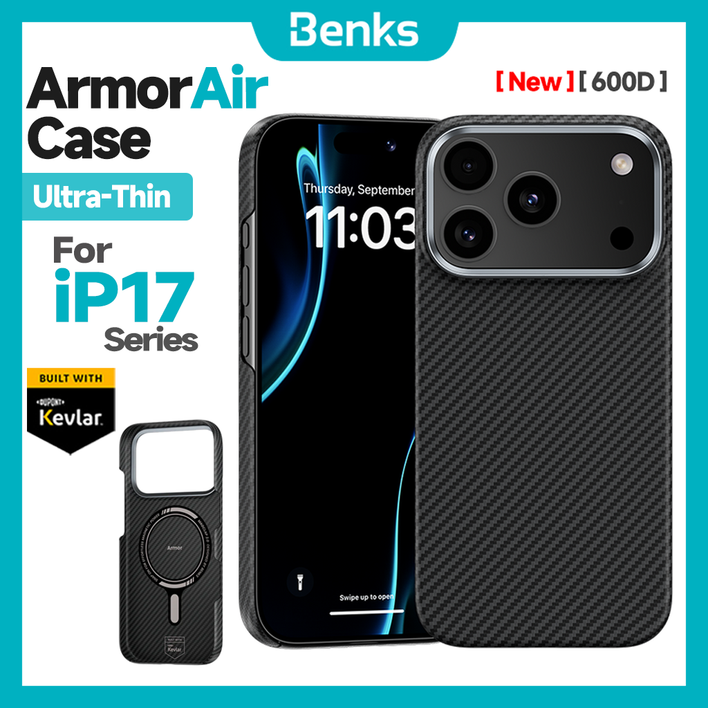 Benks Magnetic ArmorAir Case Kevlar 600D For iphone 17 Pro Max 17 Air Ultra-Slim Minimalist Style Aramid Fiber Giá 849,000 Đồng*Miễn phí vận chuyển