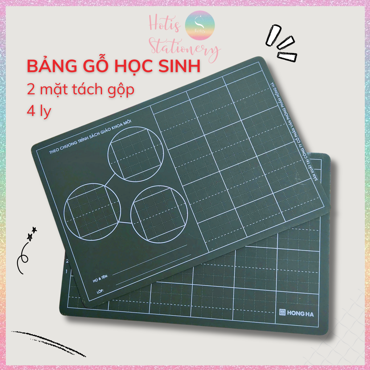 [HOTIS] Bảng Gỗ Học Sinh 2 Mặt Hồng Hà 3555 - Tách Gộp 4 Ly Học Toán Tiện Lợi