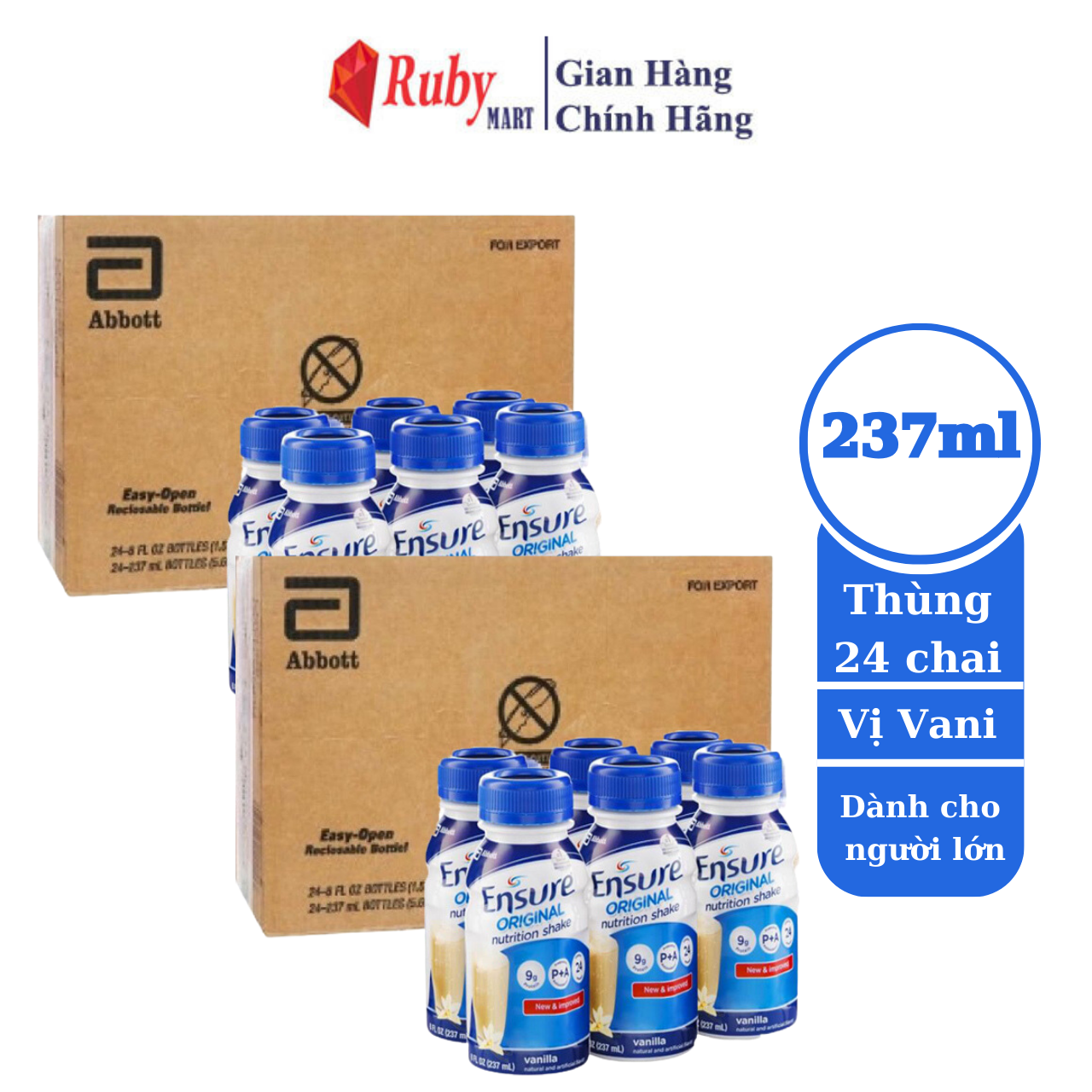Date T10 24  Combo 2 barrel 24 bottles ensure vanilla milk powder 237ml