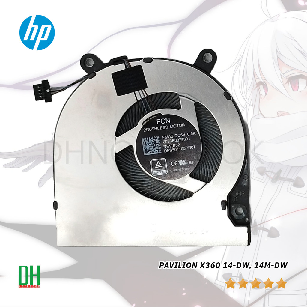 พัดลมระบายความร้อน FAN-HP Pavilion x360 Convertible 14-dw0xxx For HP Pavilion 14t-dw000 14-dw0097nr 14-dw0xxx 14m-dw0xxx CPU Cooling Fan DFS501105PR0T ราคา 490 บาท*ส่งฟรี