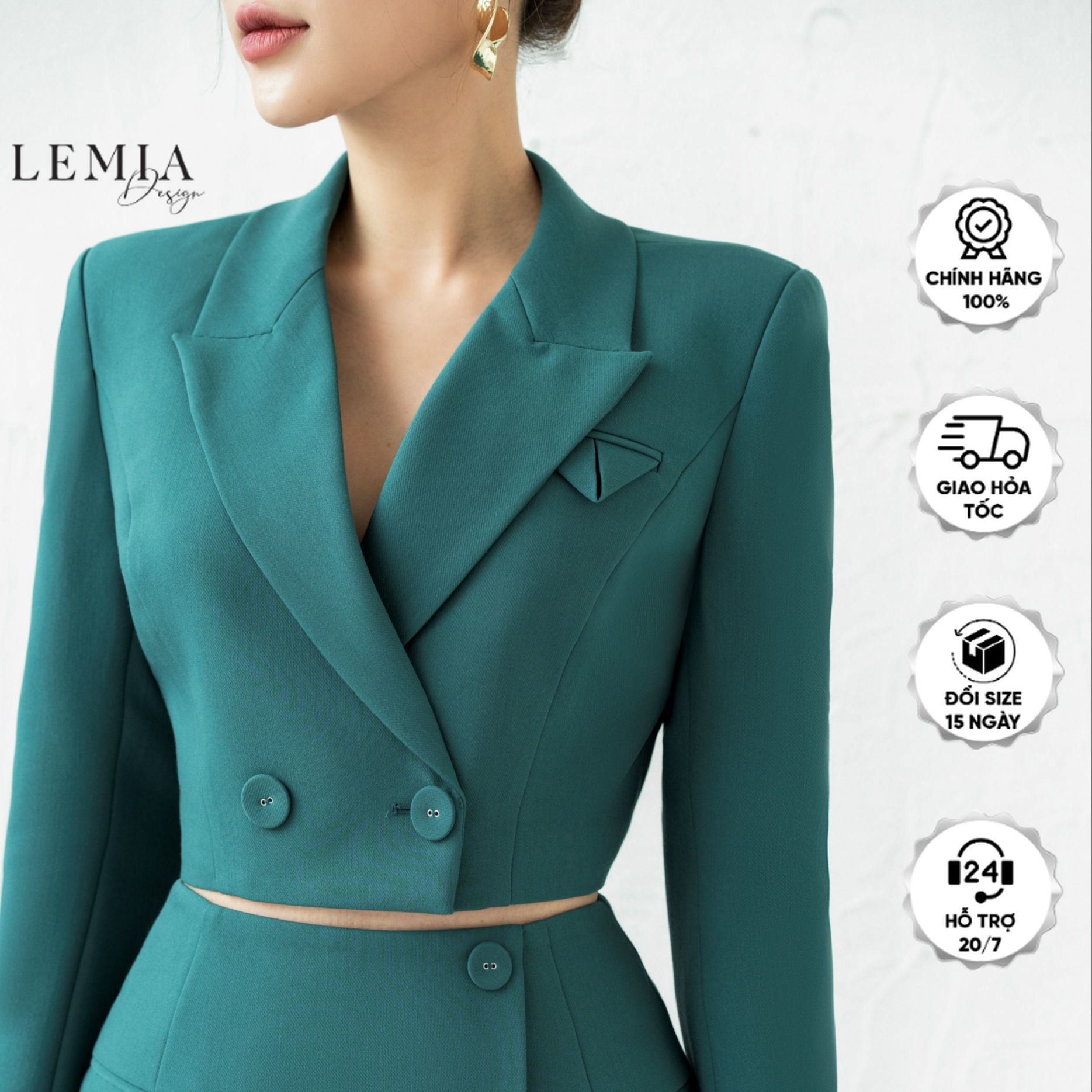 Áo vest nữ lửng dài tay thời trang công sở by lemia design - 22av046