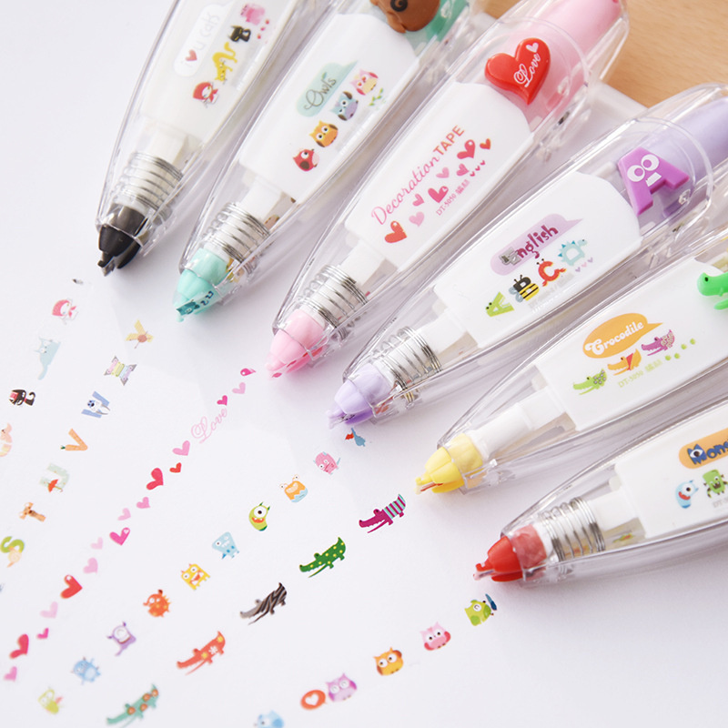 Decorative Tap pens Versatile Easy to use DIY Press Type Pen Colorful Variety of designs Correction Tape for Kids School supplies Office stationery Scrapbooking Arts and crafts Journaling gift