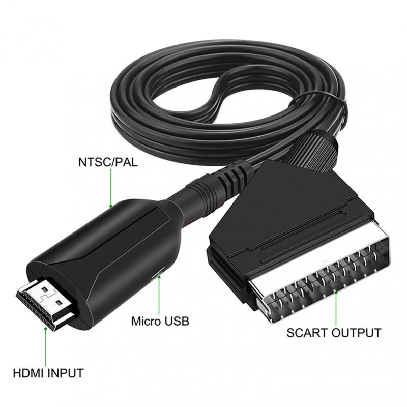 HDMI To SCART Adapter Video Audio Upscale Converter PAL NTSC for HD TV DVD