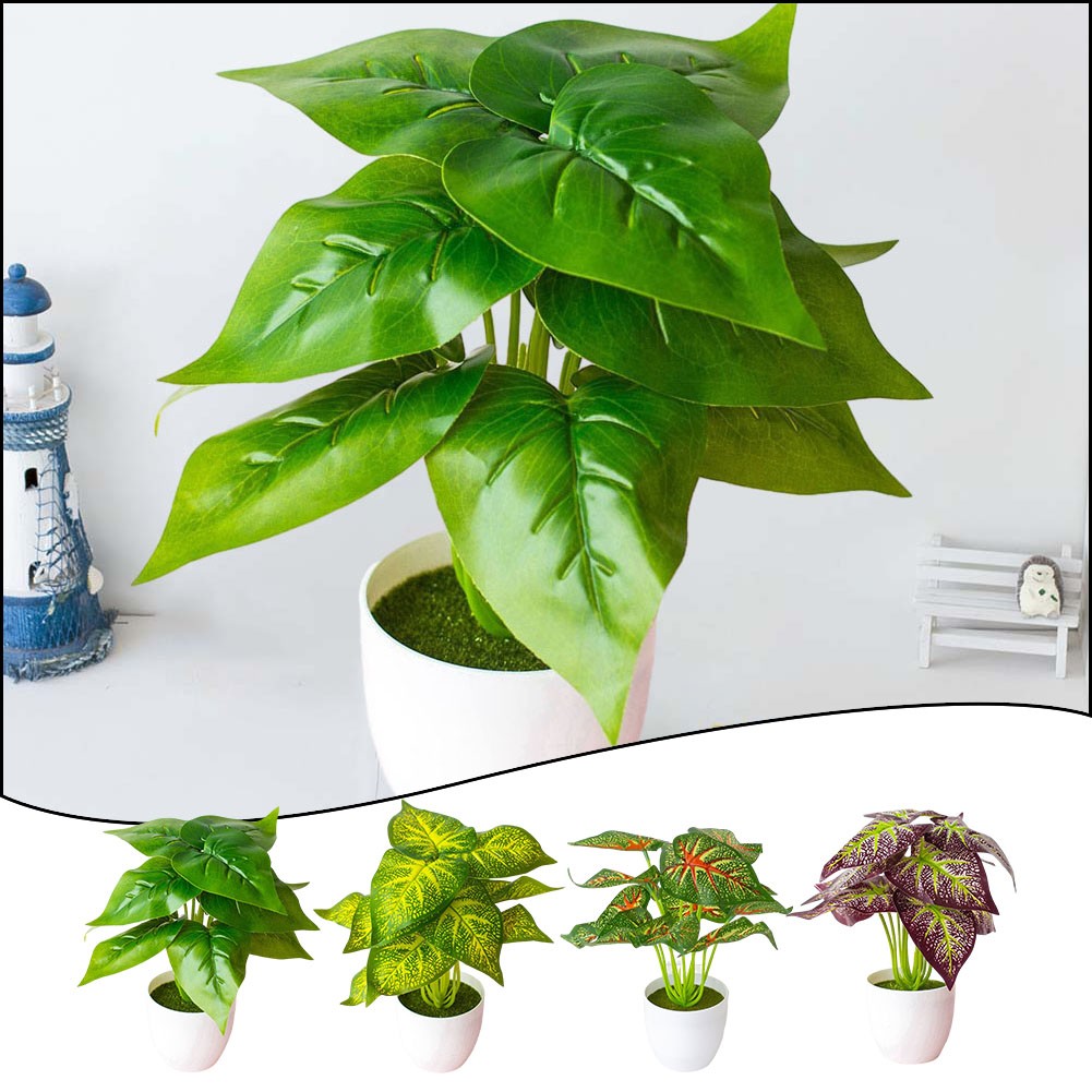 Gracekarin cây giả cây trồng trong chậu giả màu xanh lá cây cây cảnh cây vườn cảnh quan trang trí nh