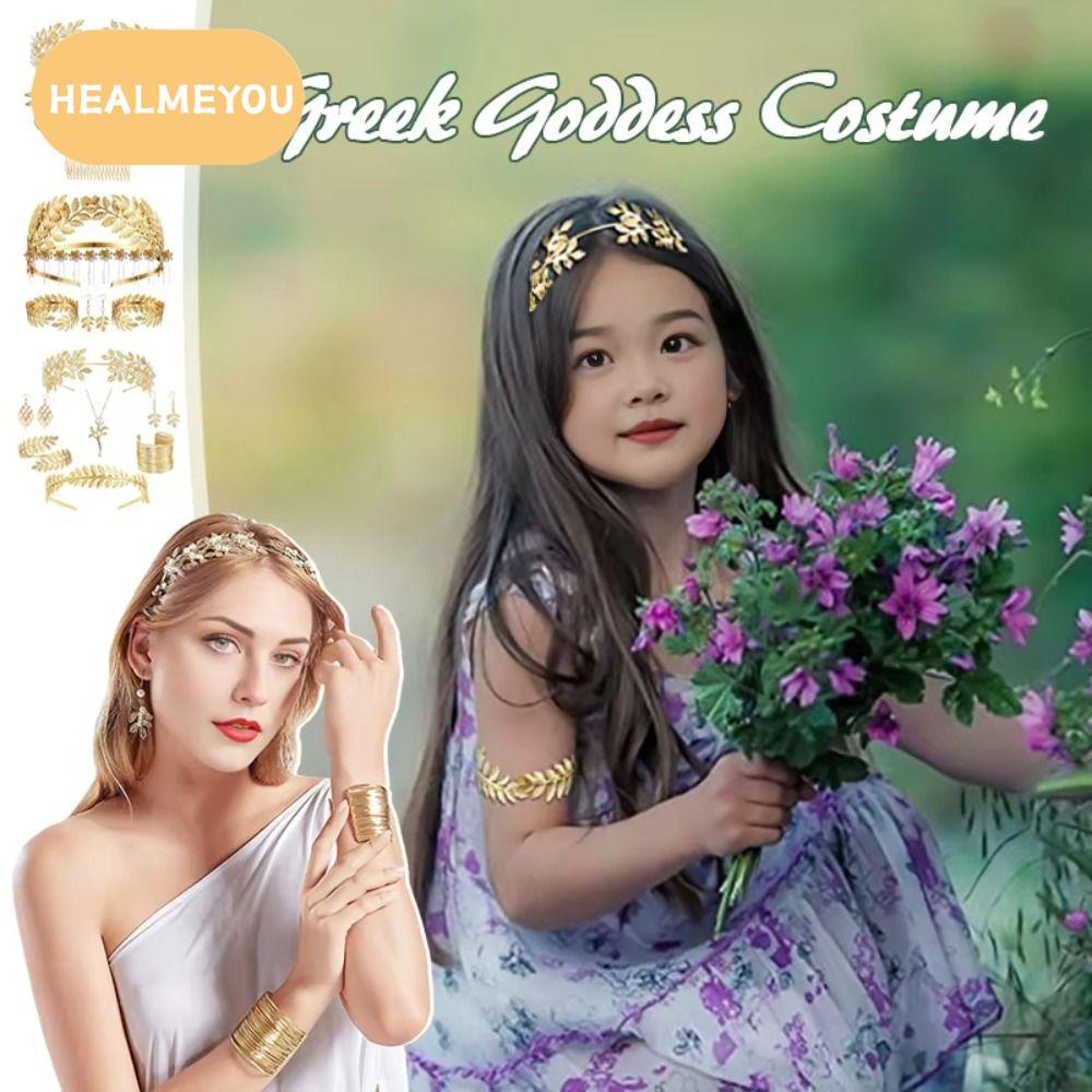 HEALMEYOU ต่างหูเจ้าสาว ชุดเครื่องประดับงานแต่งงานสำหรับผู้หญิง บาโรก ทอง ชุดเครื่องประดับเพชรเทียม วินเทจ ที่คาดผม จิวเวลรี่ผมเทพธิดากรีก ของตกแต่งผม ราคา 219 บาท*ส่งฟรี