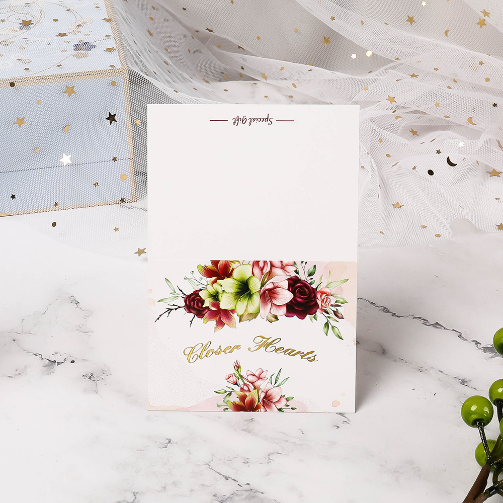 UMI European Flower Bronzing Greeting Wishes Card Happy Birthday Love Thank You Wish All The Best Miss You Kad Ucapan 创意贺卡