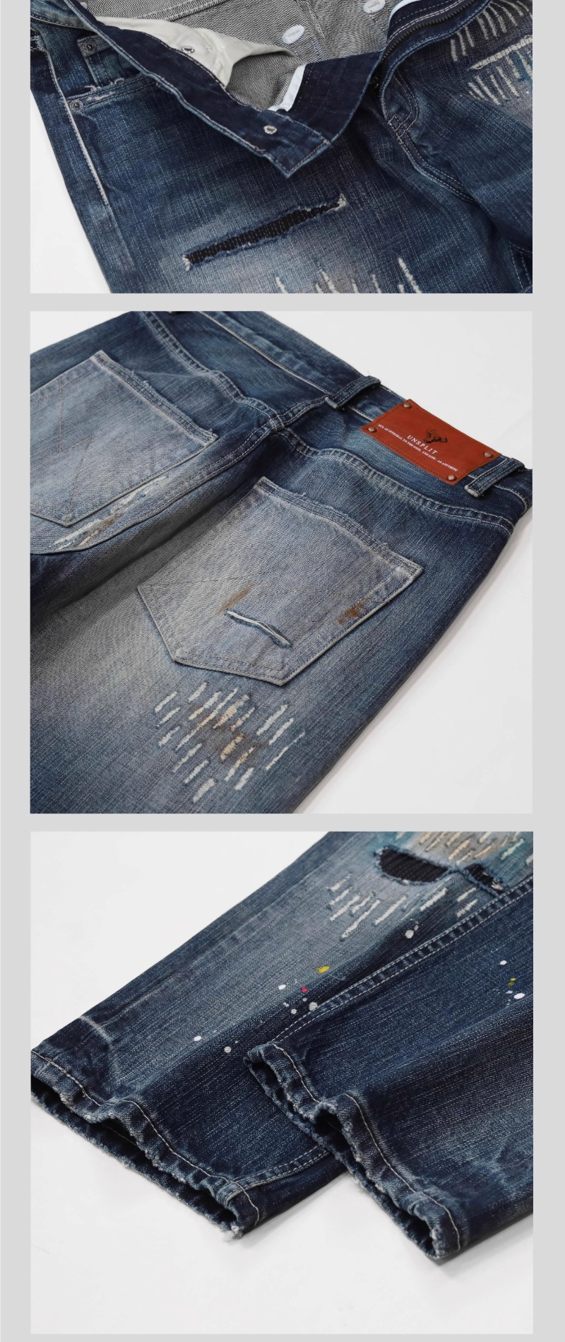 2024 Japanese Heavy Fashion Men's Trousers Casual loose and versatile retro rainy night butcher jeans