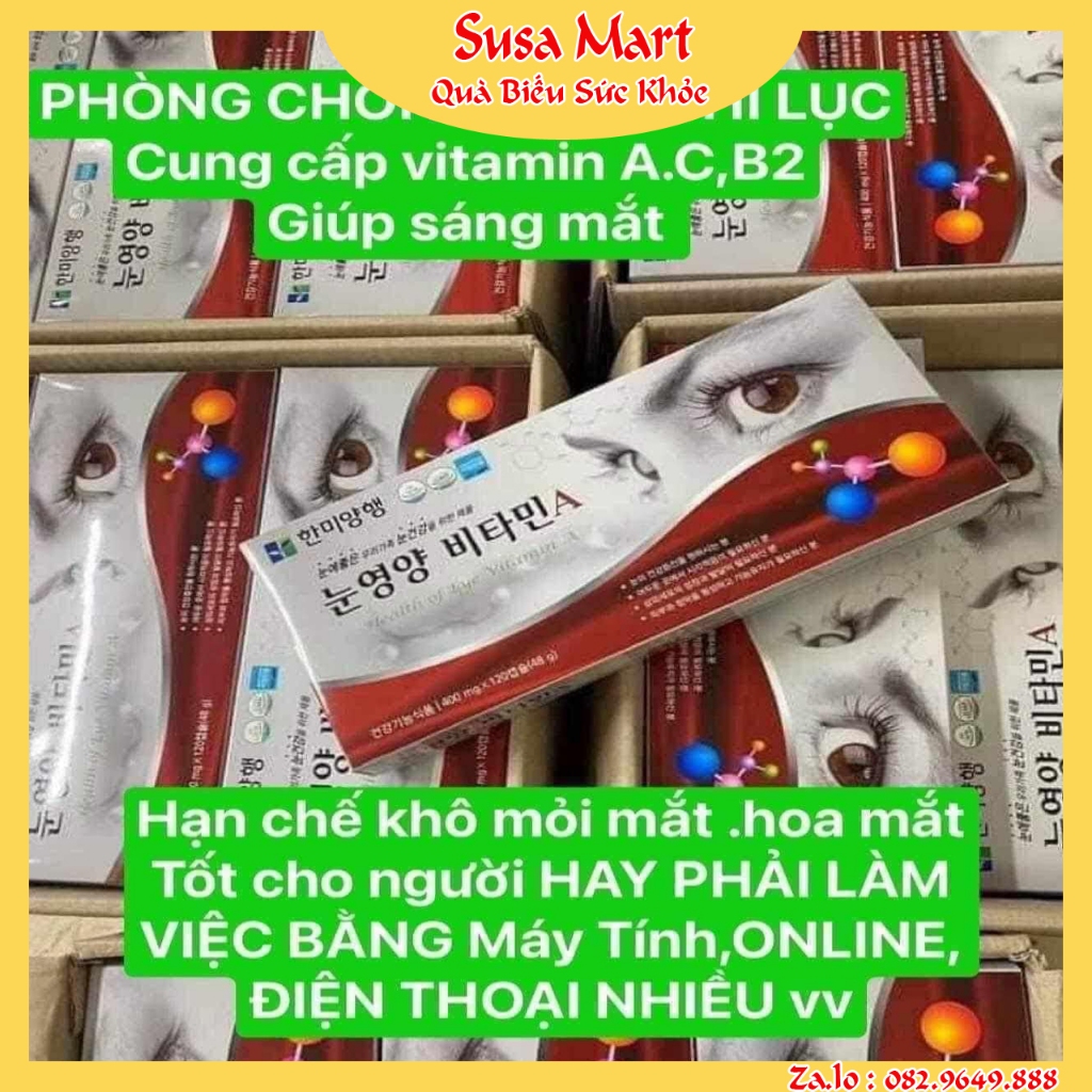 Viên Uống Bổ Mắt Hami Hộp 120 Viên Cung cấp vitaminA,C,B2 và cac axit amin nguyên tố vi lượng giúp tăng cường sức khoẻ mắt