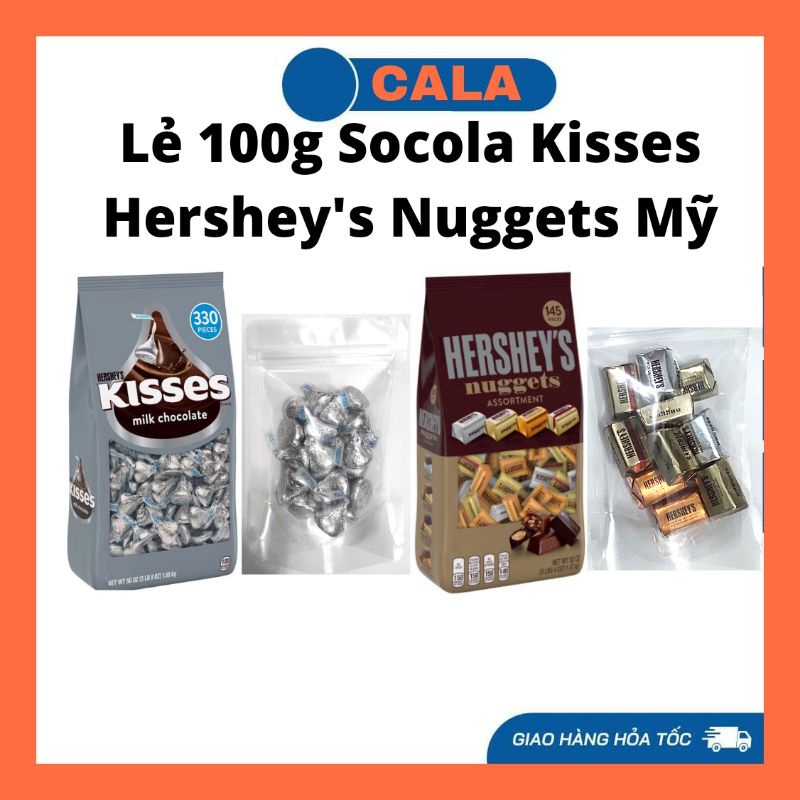 Lẻ 100g Kẹo socola Hershey s Kisses Hershey s Nuggets Mỹ