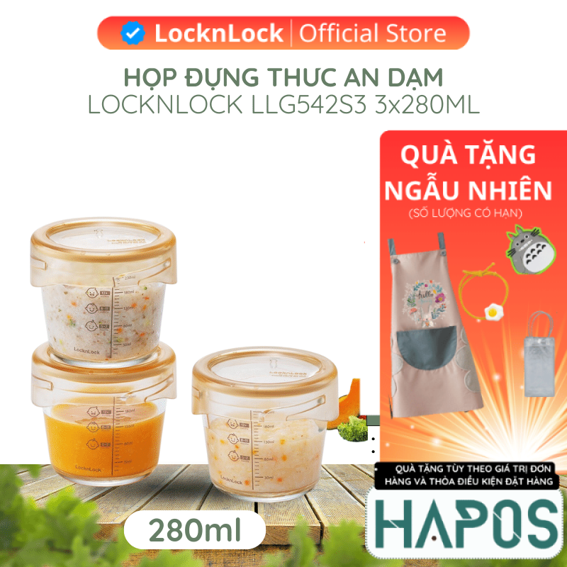 Hộp đựng thức ăn cho bé LocknLock Baby Food Container 280ml bằng thủy tinh borosilicate và nhựa tritan LLG542S3 - HAPOS OFFICIAL