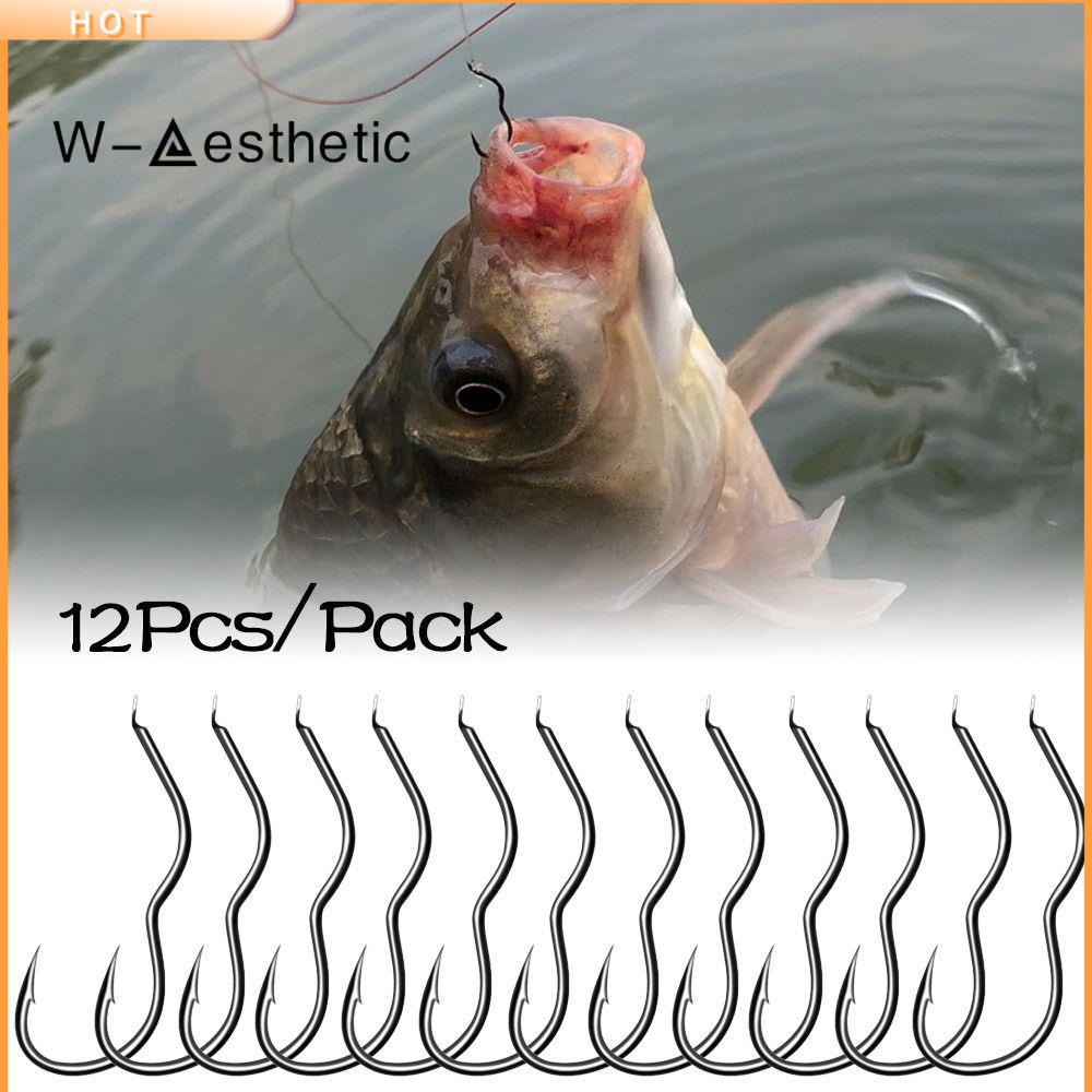 W-AESTHETIC 12Pcs/Pack Gai Nhọn Lưỡi Câu Chống trượt Thép cacbon cao Dụng cụ câu cá Sáng Tạo Lưỡi câu lật tự động Cá chép