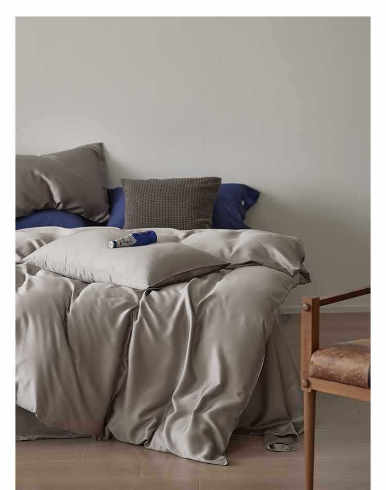 Set di biancheria da letto 60 pezzi in Tencel Four tinta unita Ice Silk Summer Naked, lenzuolo con angoli elasticizzati, set copripiumino, set di lenzuola in tre pezzi AoyuejHasd-CB
