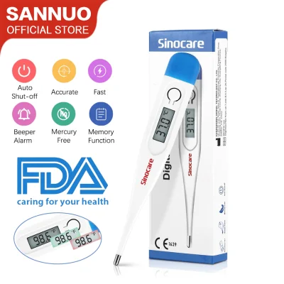 Sannuo Sinocare Thermometer for Fever Digital Basal Body Thermometer Oral Armpit or Rectal Temperature Electronic LCD Display