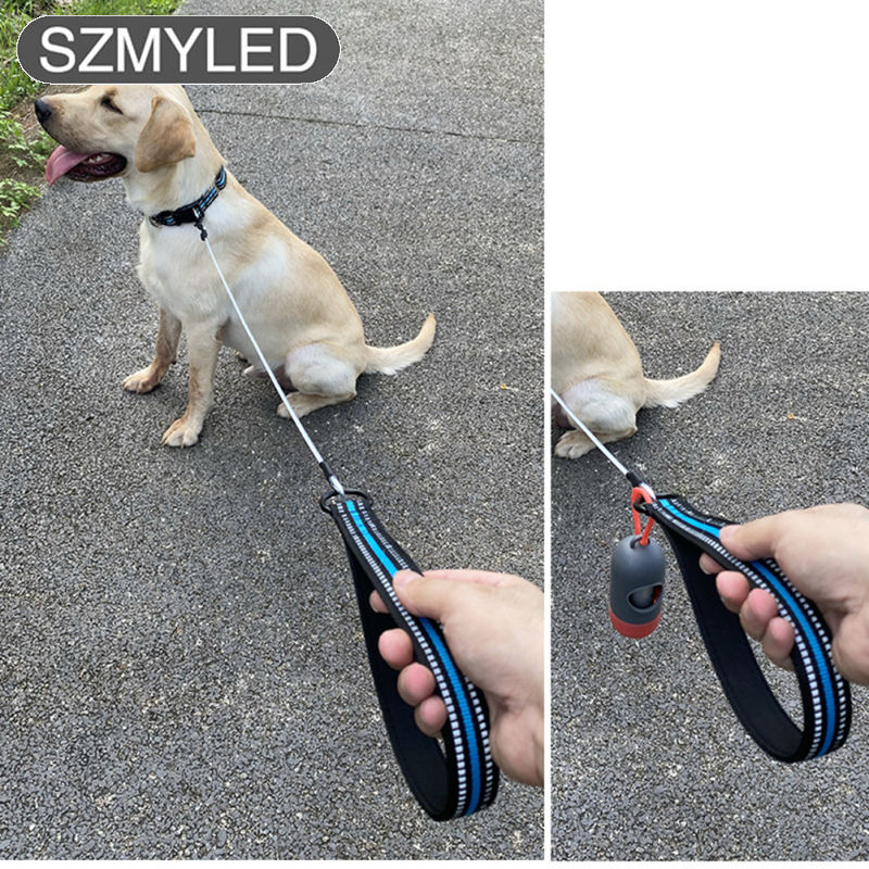 Pet Traction Rope Reflective Strip Design Anti-bite Steel Wire Walking Dog Belt Leash