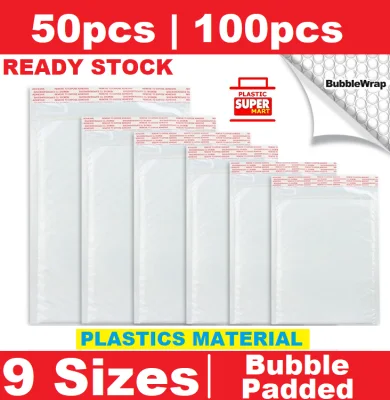 【50pcs/Pack | 100pcs/Pack】White Pearlised Bubble Padded Wrap Plastic Poly Envelope Packaging Protective Bubblewrap Polymailer Material Bubble Envelope Tape Courier Poly Mailer Shipping Mailer Bag Many SIzes