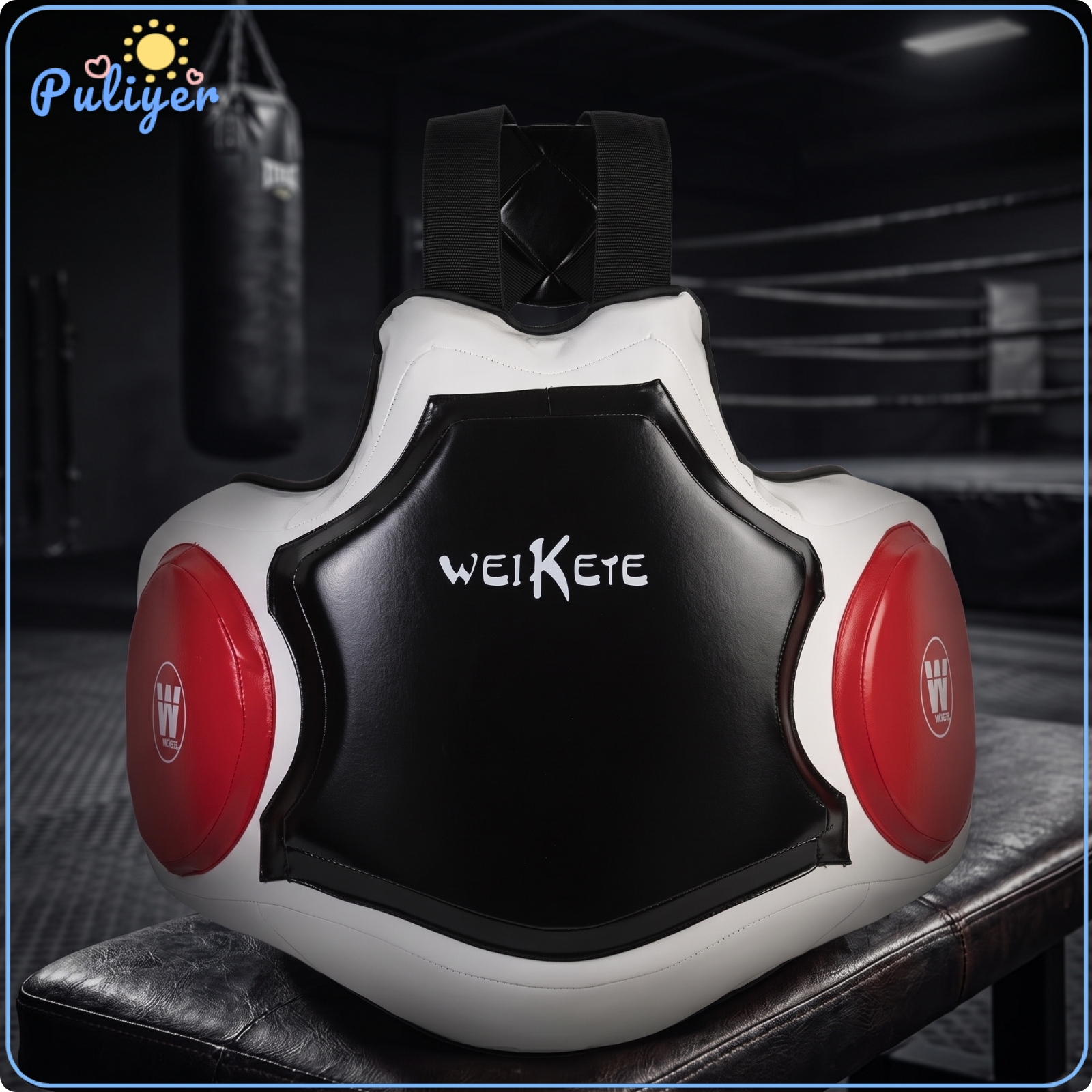 Kesoto Synthetic Leather Chest Protector Shock Absorbing Chest Protector with Shoulder Straps Secure Fit Body Guard Long-Lasting for Boxers, Gym ราคา 12,385 บาท*ส่งฟรี