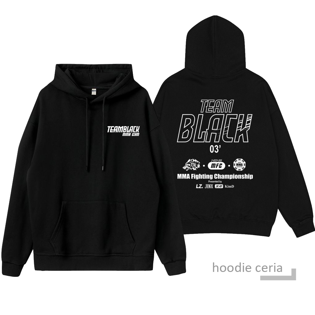 Áo khoác hoodie mũ TEAM BLACK Manhwa Jinx Outfit Joo nam nữ đủ fullsize cực chất | HC STORE