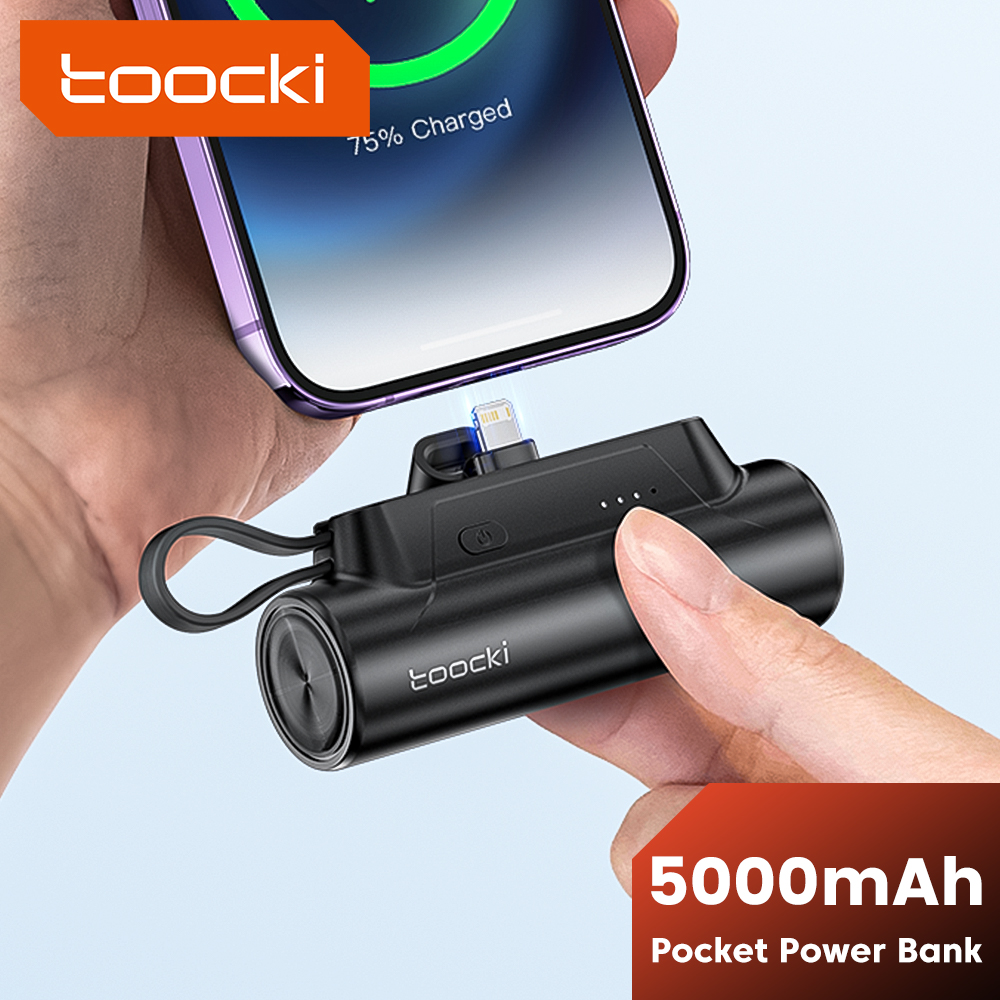 Toocki mini sạc dự phòng 5000mAh sạc nhanh được xây dựng trong iPh/typc-c chủ viên nang Powerbank dễ di chuyển nhỏ