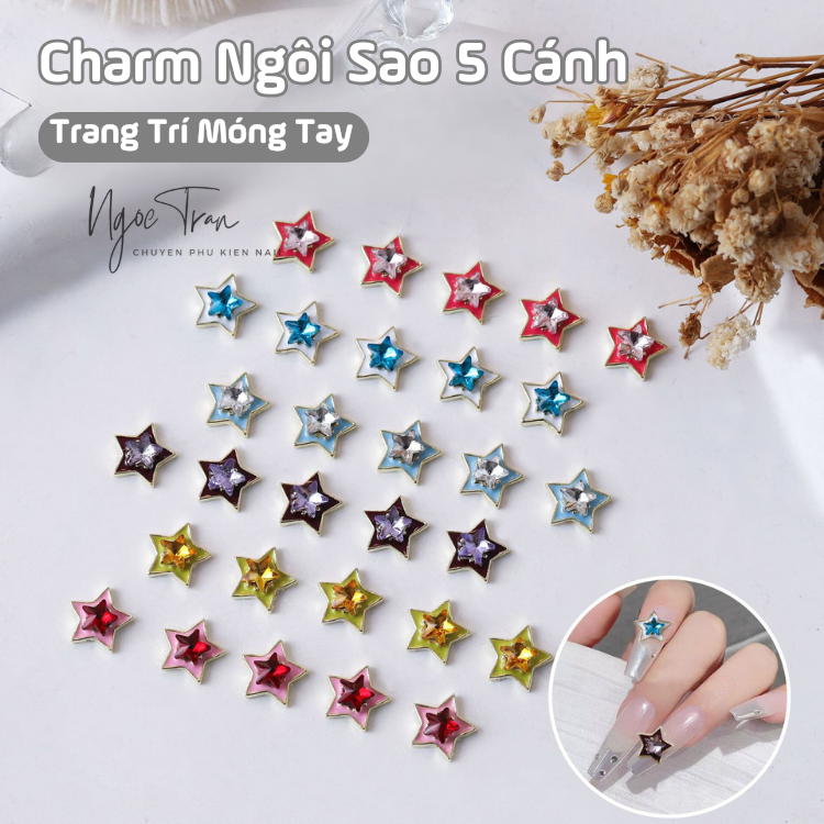 Charm ngôi sao 5 cánh đủ màu trang trí móng tay ac