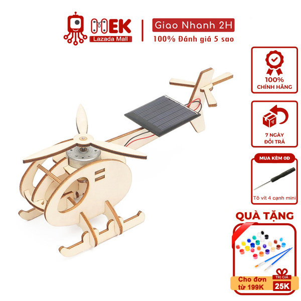 Đồ chơi trẻ em MEKVN bộ lắp ráp mô hình máy bay trực thăng động cơ năng lượng mặt trời F-16A bằng gỗ phát triển trí tuệ sáng tạo thông minh thí nghiệm khoa học kĩ thuật theo phương pháp giáo dục STEM cho bé trai bé gái tự làm