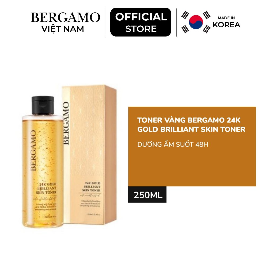 Toner vàng Bergamo 24K Gold Brilliant Skin 250ml