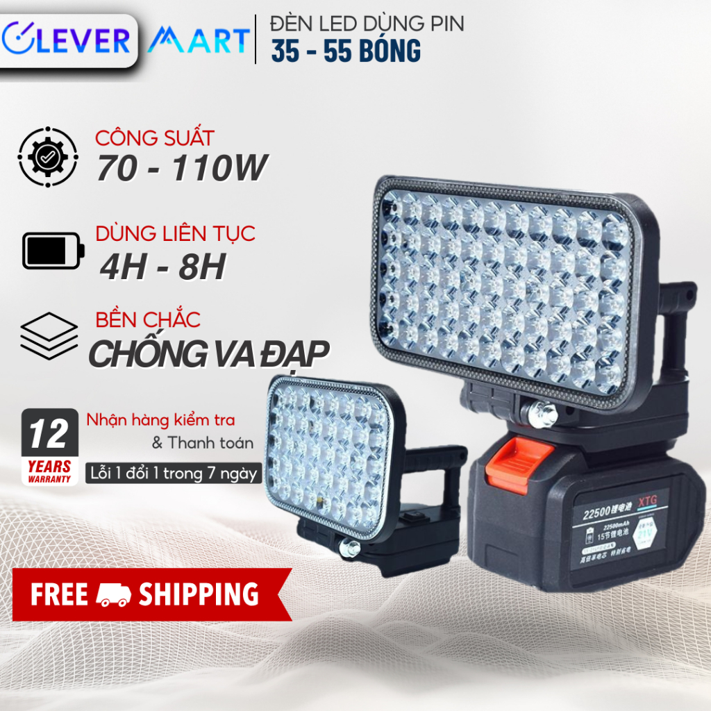 Đèn LED Dùng Pin 55 Bóng Chân Pin Makita Đèn Pin Sạc 4 Inch Chân Thông Dụng Sử Dụng Làm Việc Ban Đêm Cắm Trại - TEWI